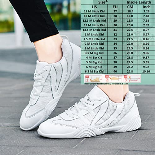 Wuiwuiyu Boys Girls White Cheer Shoes Lace Up School Cheerleading Competition Dance Sports Sneakers Shoe Size 4 #TOP5