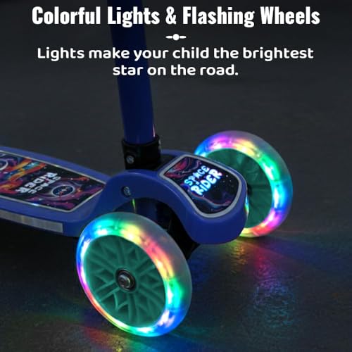 Image of StarAndDaisy X NASA Kick Scooter for Kids 3+ Years, Foldable Skate Scooter for Children Boys & Girls with Multi-Level Height Adjustment, LED Wheels and Brakes -(Officially Licensed) Blue