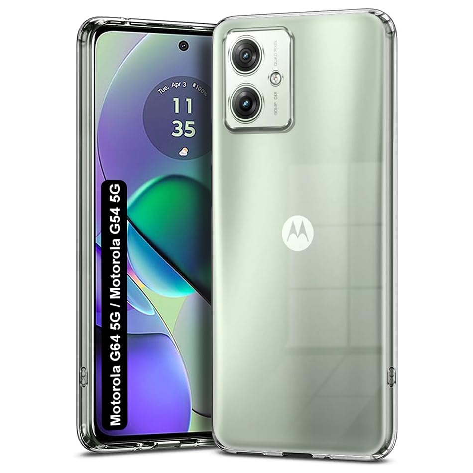 Image of Fashionury Shockproof Back Case Cover for Motorola Moto G64 5G / Moto G54 5G, Raised Bumps for Camera & Screen Protection, Ultra Clear Soft Silicone Back Cover Case for Moto G64 5G / Moto G54 5G