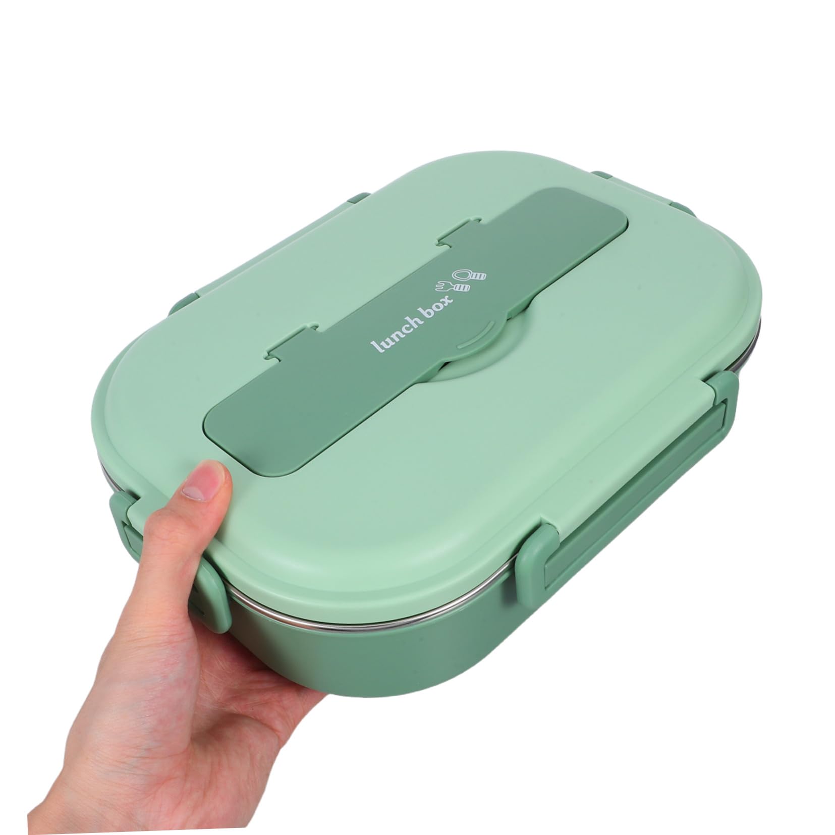 Fiambrera Acero Inoxidable Infantil 1500ml Verde con 4 Compartimentos | Taper de Acero Inoxidable con Tapa, Caja de Refrigerio Bento, Bento Box, Loncheras para Decoracion Colegio