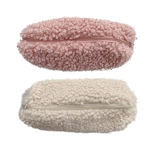 JIHUOO 2 Pièces Trousse à Crayons en Peluche Sac à Crayons Trousse Fournitures Scolaires Étui à Crayons Trousse Maquillage pour Enfants Étudiants