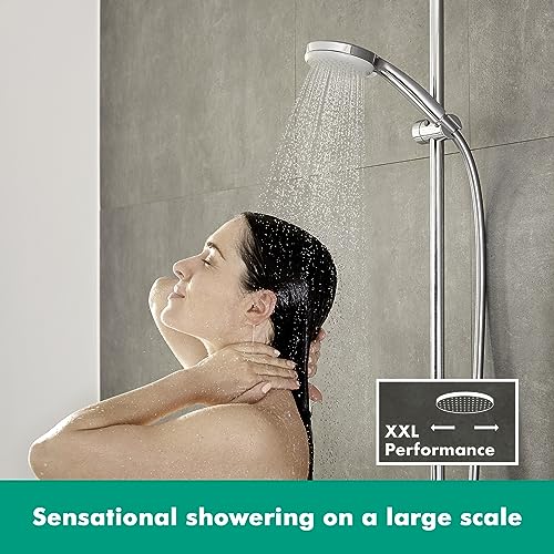 hansgrohe Croma 100 - Duschkopf, Handbrause mit 4 Strahlarten, runde Duschbrause (100 mm), Brausekopf mit Antikalk-Funktion, Chrom, 28535000