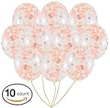 Rose Gold Confetti Balloons | 10 Pack Large 18