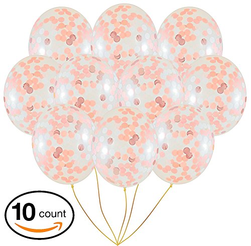 Rose Gold Confetti Balloons | 10 Pack Large 18