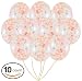 Rose Gold Confetti Balloons | 10 Pack Large 18" Rose Gold Foil, Light Pink and White Paper Pre-Filled | Wedding Engagement Birthday Party Events