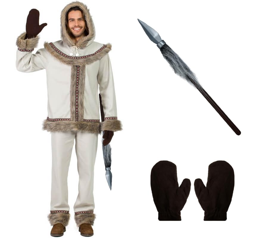 ZZ DISFRAZZES Déguisement d'esquimau pour homme avec accessoires pour carnaval Taille XL