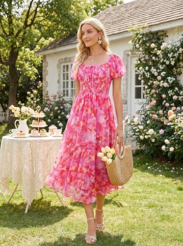 Image of GRACE KARIN Womens Summer Floral Maxi Dress 2026 Flowy Wedding Guest Dress A Line Boho Dresses Fashion Clothing with Pockets