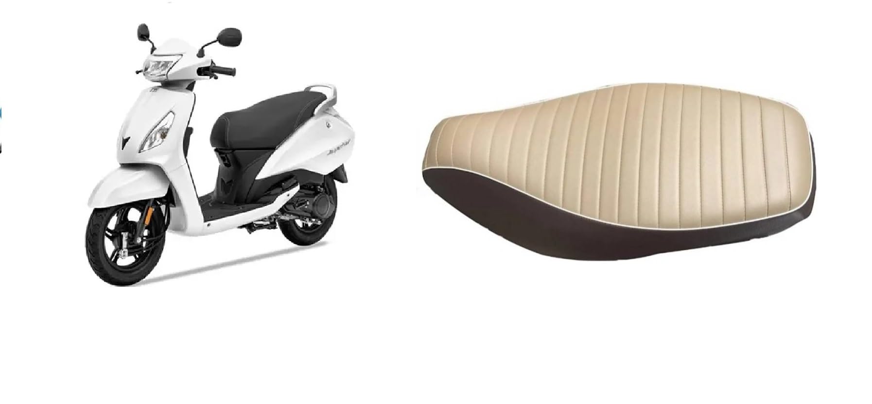 Ask [Beige, Brown] 10 mm Cushion Foam. Ride in Style & Comfort Scooty Single Bike Seat Cover for NA Jupiter, Activa 5G, Activa 6G, Dio, Destini 110, Fascino, Grazia, Maestro, Pleasure Plus, Ray ZR-image-3