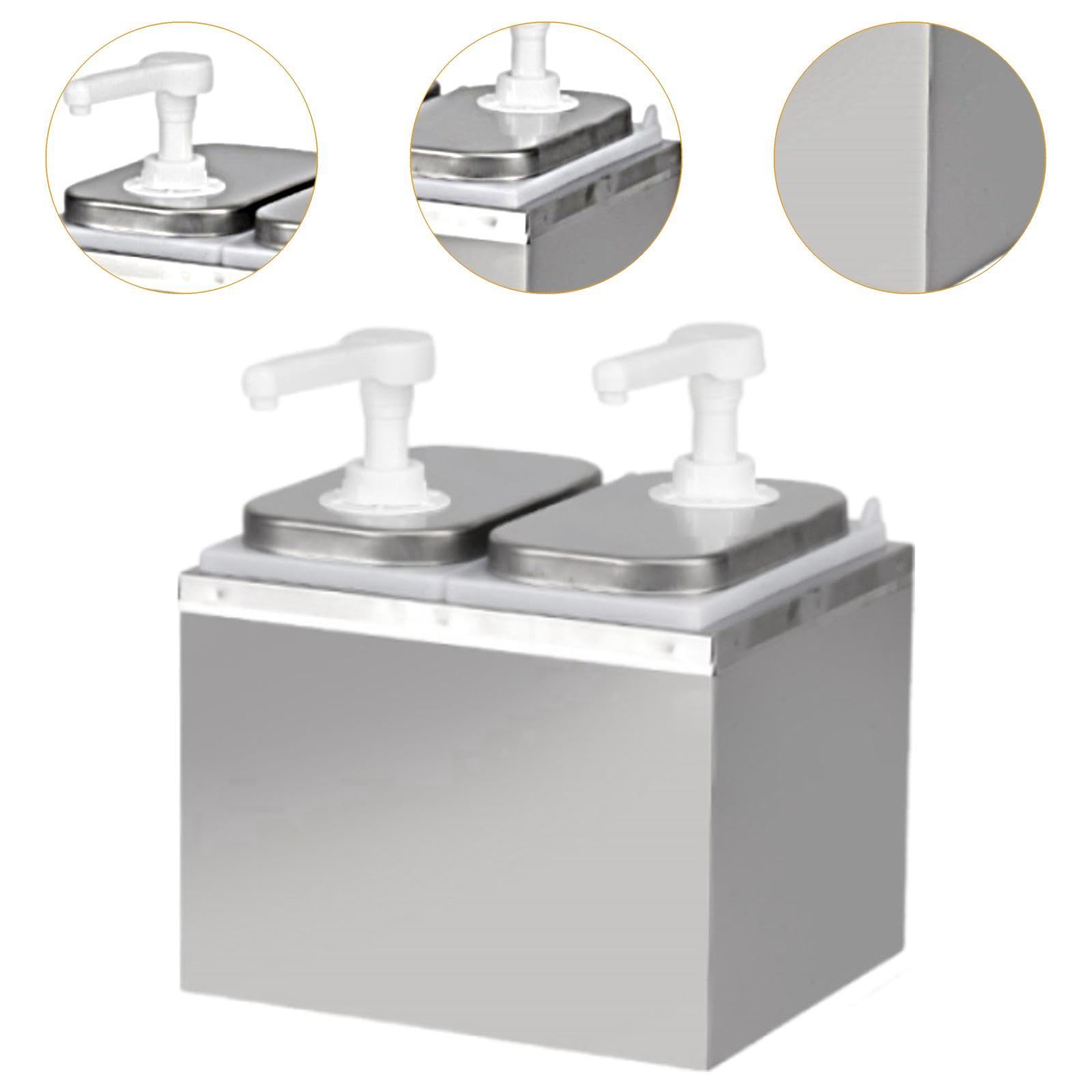 Pompa Erogatrice per, Erogatore per Sciroppo di caffè, Contenitore per Condimenti da 2 L, Sciroppi, Insalata, Ketchup, Pompa per Sciroppo per Cu, 2l 2 Testa