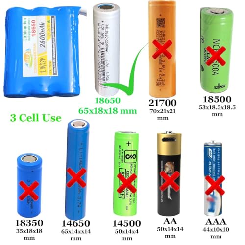 Image of 12 Volt 2600 mAH Lithium Ion Cell Battery Pack Rechargeable Battery Pack Blue Battery with 5.5X2.1 DC Jack Multiple Use in Toy, Game, Student Project Et. DIY KIT (12-Volt-1-PC)