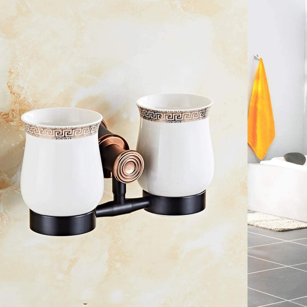 Porte-brosse à dents à double coupelle et porte-savon rétro en laiton de bain