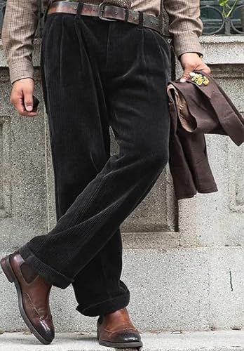 Men's Vintage Corduroy Dress Suit Pants for Wedding Dinner3
