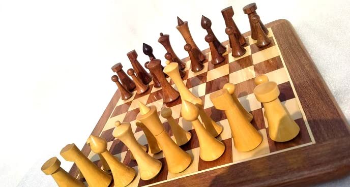 Pièces d'échecs Hermann Ohme en bois de sheesham avec grand échiquier stable de 43,2 cm
