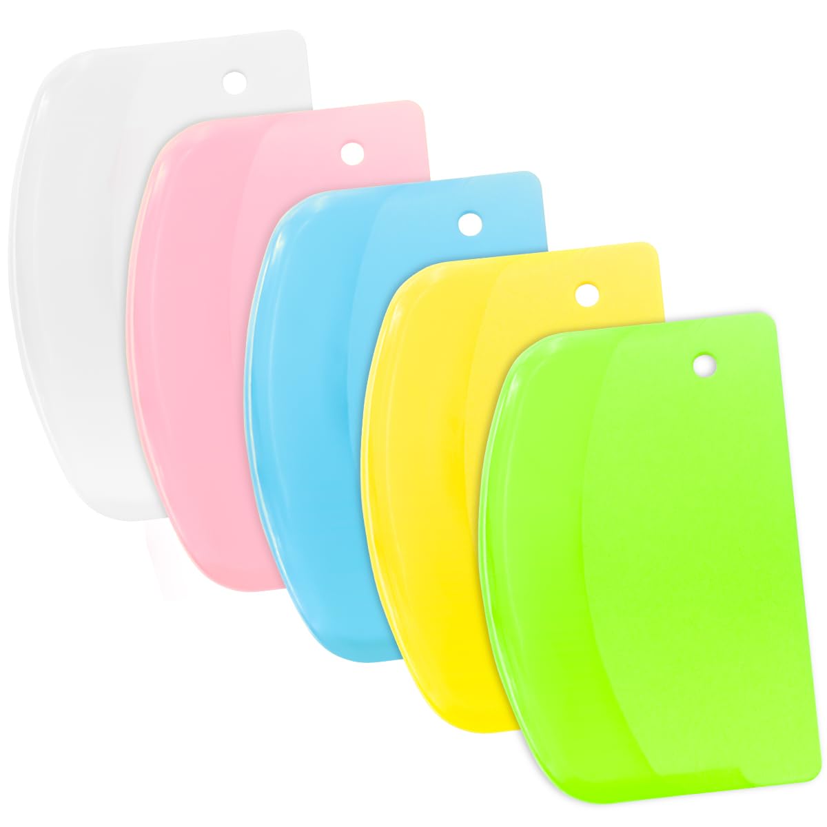 5 PCS Dough Scrapers, Pastry Baking Bench Dough Scraper, Plastic Dough Scraper, Bowl Scrapers, Cutter Tool for Cake Decorating, 5.3x3.6-IN/13.5x9.2-CM