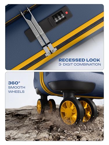 Image of Safari Cabin Trolley Bag with Laptop Compartment, Hardside Polycarbonate Small (55cm) Suitcase | 360 8 Wheel Spinner Travel Luggage| Recessed Combination Lock|Thorium Neo| Graphite Blue