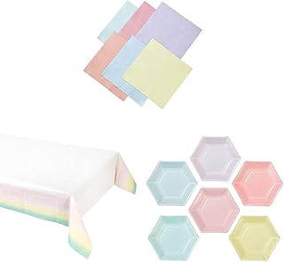 Talking Tables Paper Pastel Napkins, Tablecover , Plates | Cute and Pretty Pastel Party Tableware for Kids Birthday Parties for Girls or Boys, ideal for first birthday , baby shower or wedding
