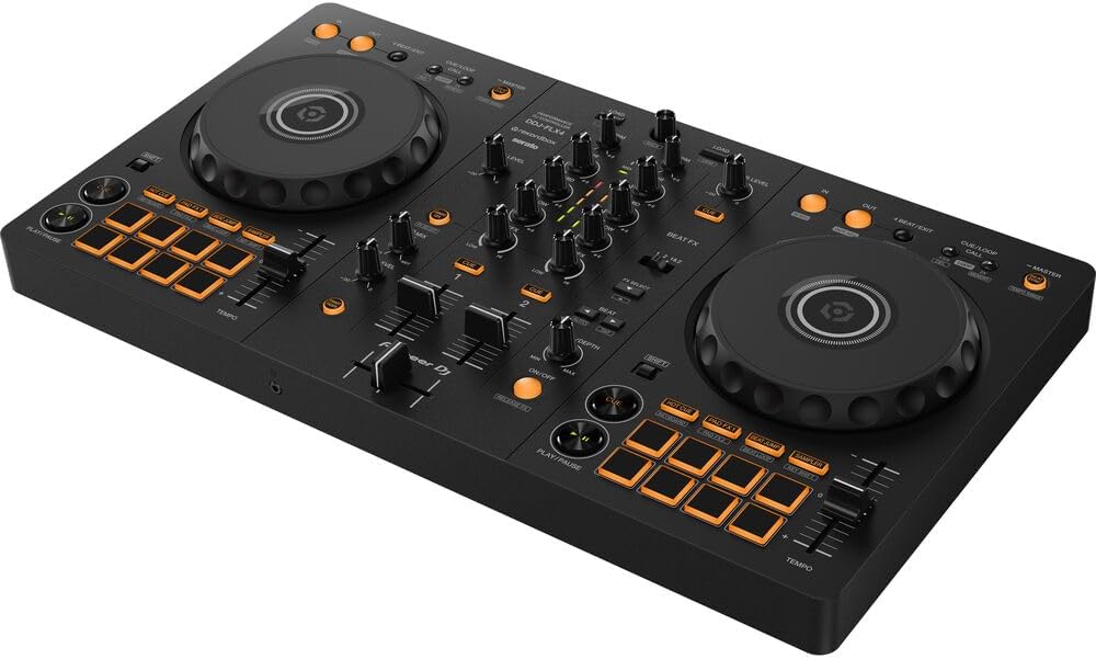 Pioneer DDJ-FLX4 2-deck Rekordbox and Serato DJ Controller - Graphite with Decksaver DSLE-PC-DDJFLX4 Decksaver LE Pioneer DDJ-FLX4 Cover