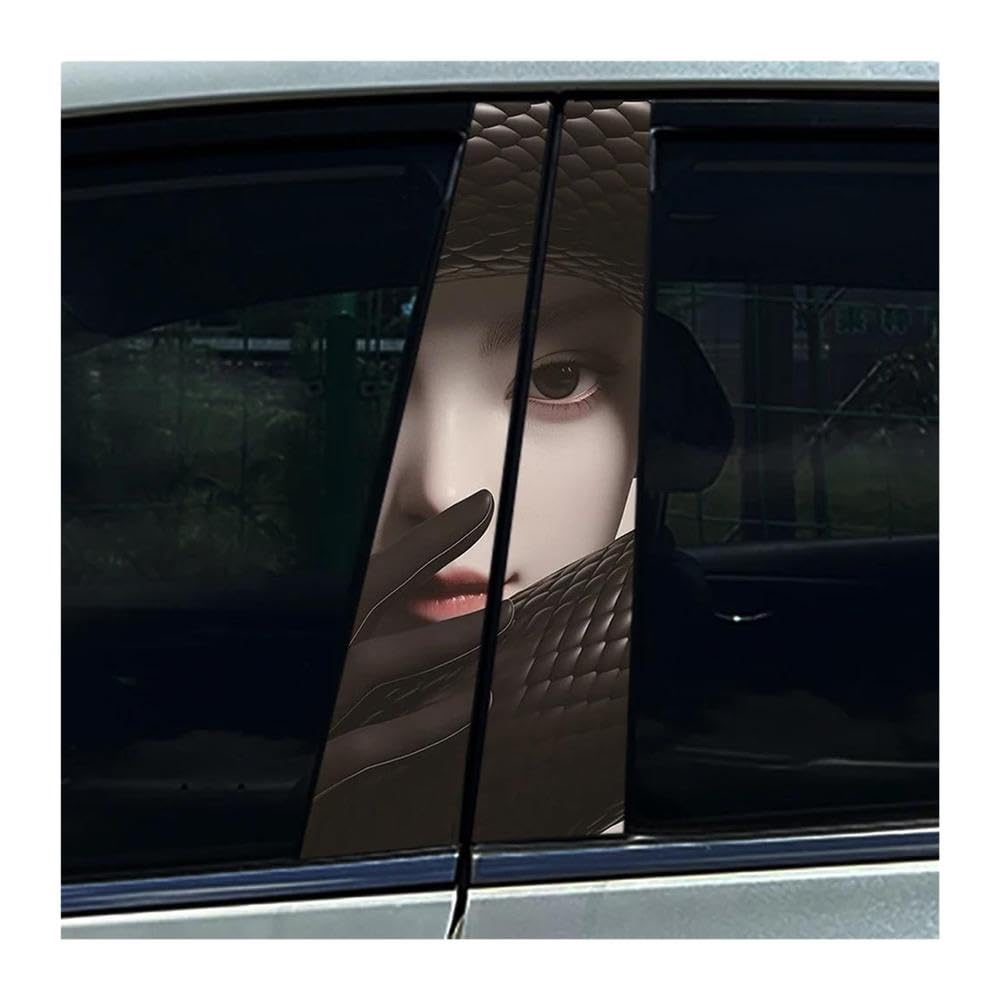 Body Parts 2pcs Car Center Column Decals Black Snake Viper Beauty Lady Car B Pillar Sticker Waterproof(G)