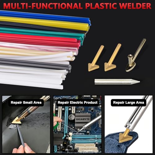 Image of GNI Upgraded 150W LED Digital Adjustable Temperature Plastic Welder Kit | 106PCS Welding Rods Repair Kit, 4 Tips 3 IN 1 Soldering Iron Kit, Plastic Welding Kit for DIY /Bumper Kayaks