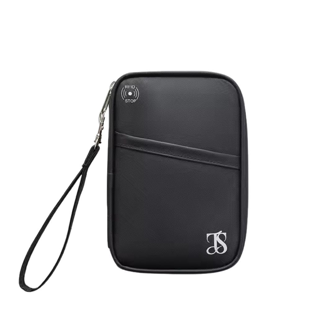 Family Passport Holder with Wrist Strap and Zipper Closure, Travel Document Organizer, Multiple Passport Cover Pouch (Black, Medium)-image-35
