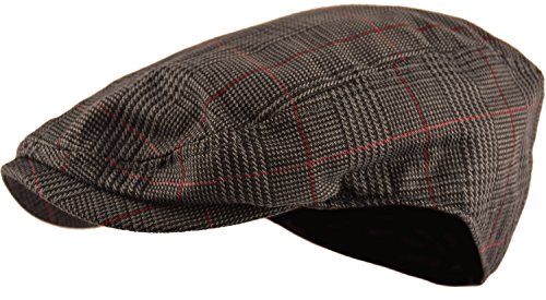 Image of Wonderful Fashion Men's Classic Herringbone Tweed Wool Blend Newsboy Ivy Hat (Large /X-Large, Charcoal)