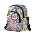 Xumfabuy Womens Boho Floral Crossbody Bag, Vintage Cell Phone Purse with Adjustable Strap, Double Pocket Cross Body Bag for Storage Phone Cards Keys