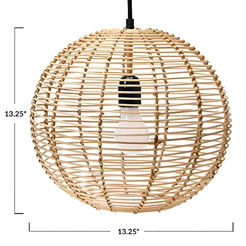 Modern Boho Handwoven Globe Rattan Pendant Light; Coastal Kitchen Lighting, Natural by Creative Co-Op - Used condition - Image 2
