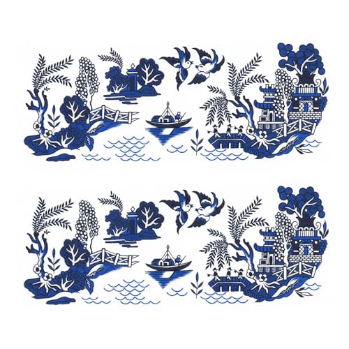 Blue Willow China Mug Wraps Overglaze Waterslide Ceramic Decals 7.5 x 3 Inch Mug Wrap (2 Decals)