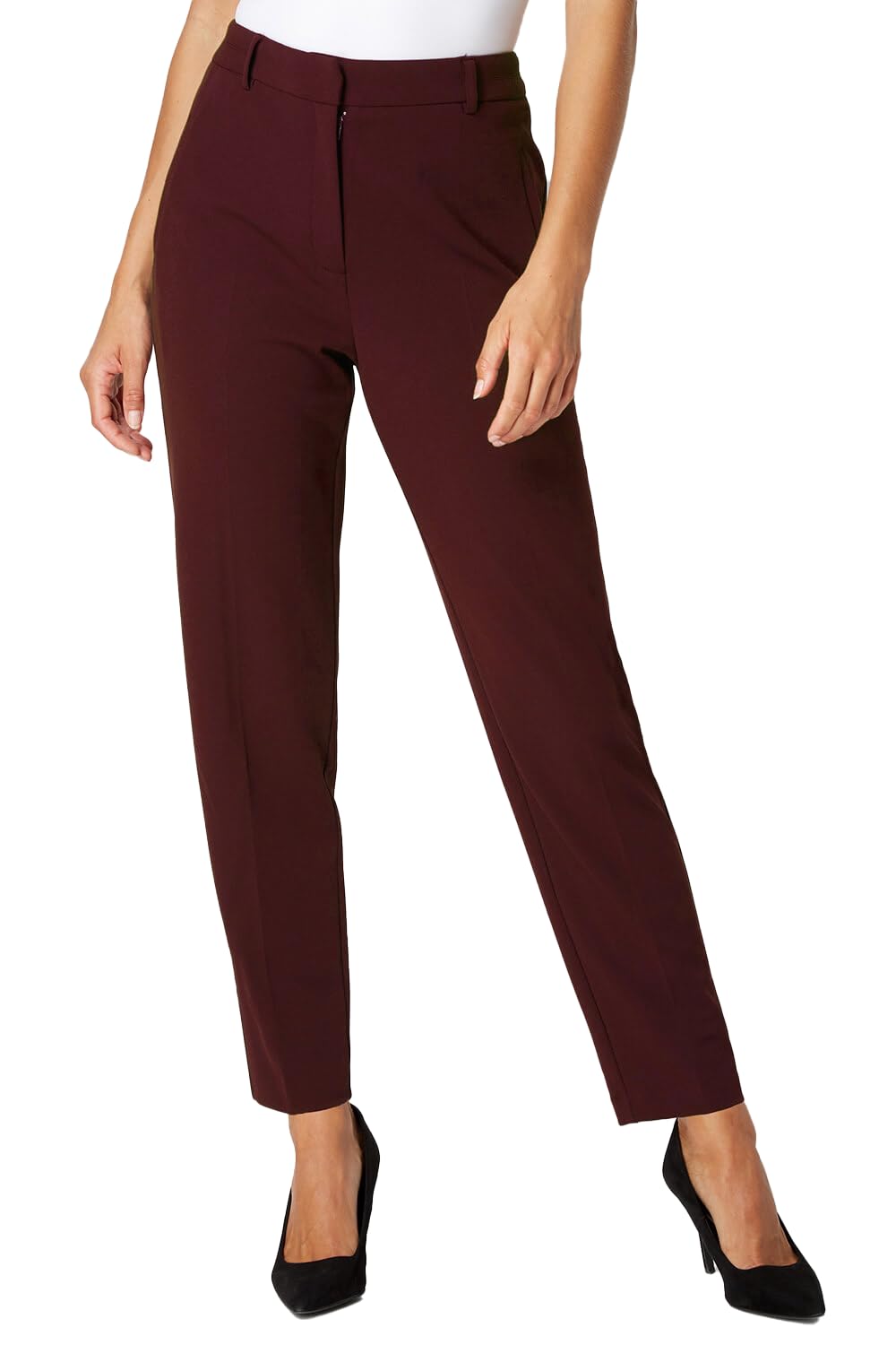 Roman Women's Wine Straight Leg Angela Stretch Trousers Size 20