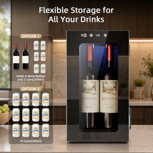 Image of Antarctic Star Wine Cooler, 0.4 Cu. Ft. Portable Mini Wine fridge | Electronic Temp Control, 40-61F Adjust Temp, Glass Door, Counter-top Drink Fridge for Bedroom, Dorm, Office, Bar & Kitchen