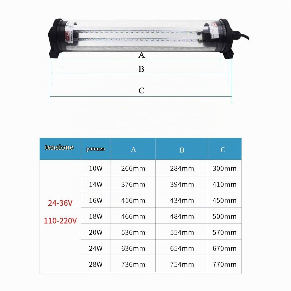 YJINGRUI Lampada da lavoro a LED CNC Lampada da lavoro a 360 ° rotante a prova di Luci per macchine a prova di acqua Illuminazione da garage per officina (220 V, 18 W 500 mm)