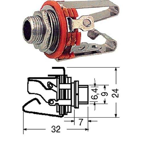 Presa jack 6.3 stereo da pannello con interruttore...