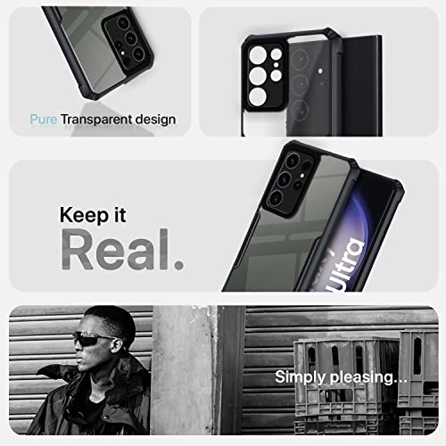 Image of Pikkme Back Cover for Samsung Galaxy S23 Ultra 5G | Ultra Hybrid Shockproof Case | Full Camera Protection | Raised Edges | Clear Transparent Bumper Case (Black)
