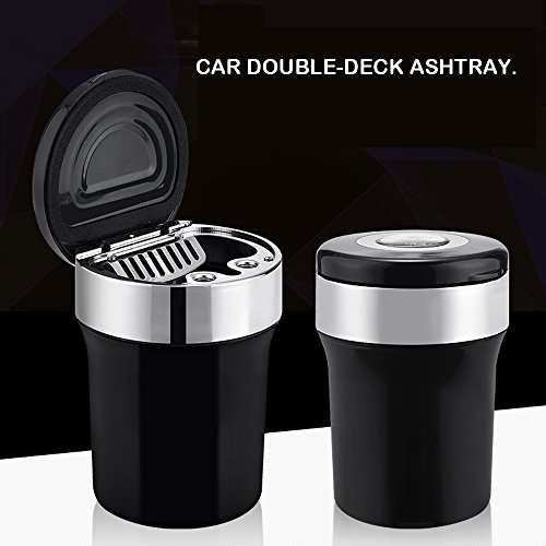 Utsauto Car Ashtray Stainless Steel Car Ashtray Cup Holder With Blue Led Light Indicator Smokeless For Most Car Cup Holder #TOP3