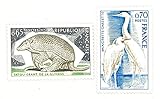 Lot de 2 Timbres de France Neufs** de Collection de 1974. N’ 1819 et 1820. Tatou, Oiseau