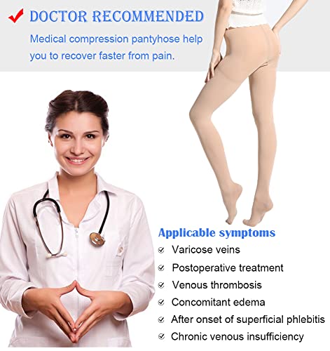 Glemossly Medical Compression Pantyhose For Women & Men,Closed Toe,Firm Support Hose 20-30 Mmhg Graduated Compression Hose Tights For Swelling Edema Varicose Veins #TOP3