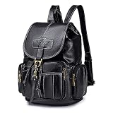 Sac à Dos Femme Multipoches PU Cuir MISWAN Sac à Dos Antivol Sac à Dos Ordinateur Portable Sac à Dos Cuir Femme Étanche Sacs à Main Portés Dos Femme Sac de Loisirs pour Les Collège Scolaires Travail