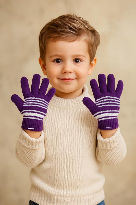 KETKAR Kids Winter Magic Gloves | Stretchable Warm Knit Gloves for Boys & Girls | Multicolor | Age 3 Years To 4 Years | Pack of 6 2