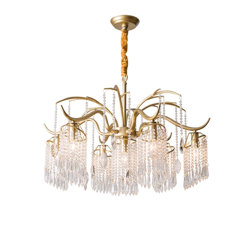 HYJAUSXB Ceiling Light Chandelier Modern Crystal Height-Adjustable Pastoral Retro Lamp French Dining Room Bedroom Decorative Lighting Lamps.