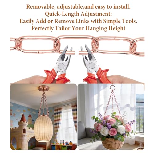Image of Chandelier Chain 6 /10 /15 Feet SANGLE SOPFFY Light Fixture Chain for Chandelier or Swag Light Fixtures,Lighting Chain Extension with Link Locks, Plant Hanging Chain(Gold, 6 Feet)