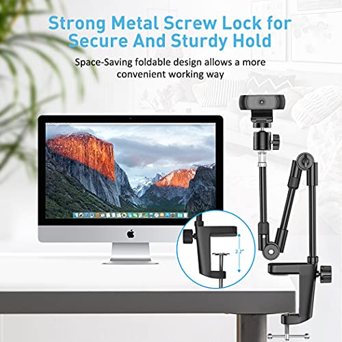 Kdd H6531FS Webcam Stand Camera Mount With Phone Holder, 25 Inch Foldable Flexible Gooseneck Cell Phone Clamp & Table Projector Mount thumb #1