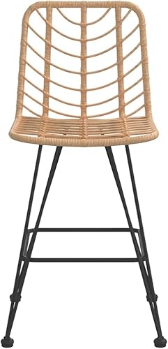 Miniatura 4 de Taburetes de bar 2 piezas 17.7x22 x40.7 PE Rattan y acero cómodas sillas de patio al aire libre Sillas para Comedor para sala de estar, playa,