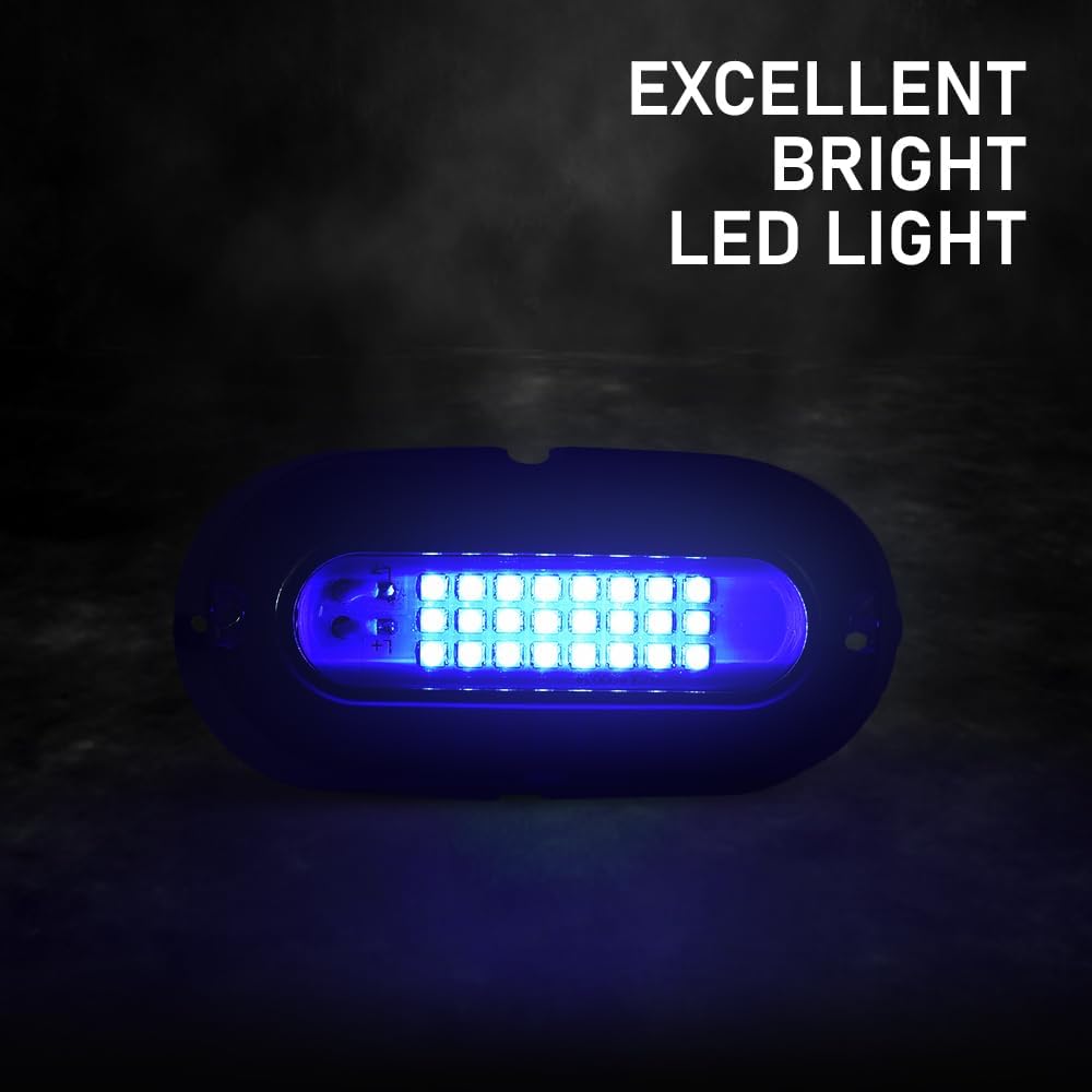 ALLGOOD LED Pontoon Boat Docking Light Bright White Housing Marine Boat Blue Lighting Waterproof Interior Lights 12V 2Pcs