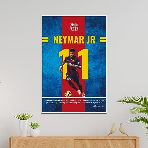Image of TenorArts Neymar Jr Poster Barcelona Quotes Wall Posters Adhesives on back with Thick 300 GSM Matt Finish Papers (18inches x 12inches)