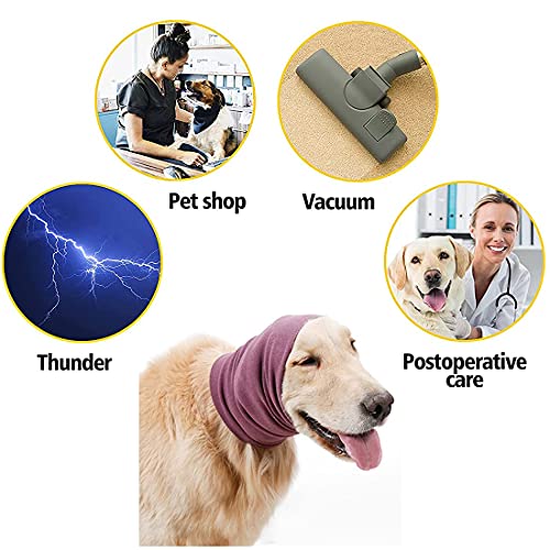 Treonca Quiet Ears For Dogs 3Pack Dog Snoods Ear Covers For Noise (Black+Pink+Purple) (Small) #TOP2