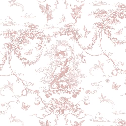 Timeet Selbstklebende Tapete Rosa 41x300cm Amor Gemälde Klebetapete Selbstklebend Vintage Vinyl Wasserdicht Möbelfolie für Wohnzimmer Schlafzimmer Regale Küche Wand Möbel