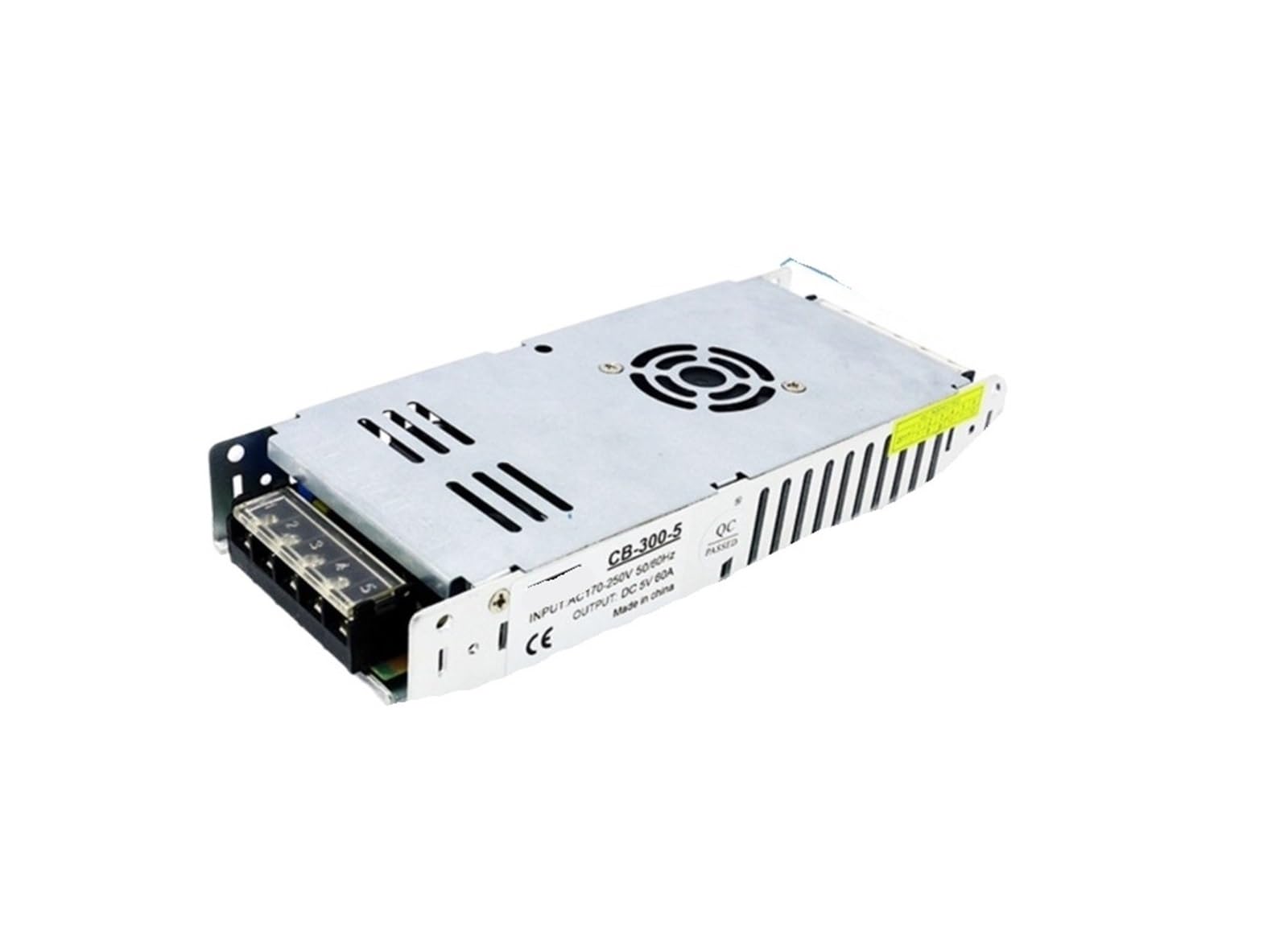 Zasilacz AC na DC 5 V, 60 A, 300 W, wejście 170-250 V, aluminiowa obudowa z wentylatorem do wyświetlaczy LED/OLED/LCD.