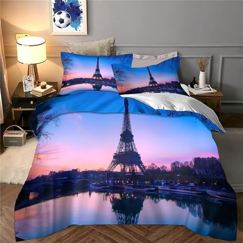 Parure de Lit Paris Impression 3D King Size en Microfibre de Qualité Supérieure