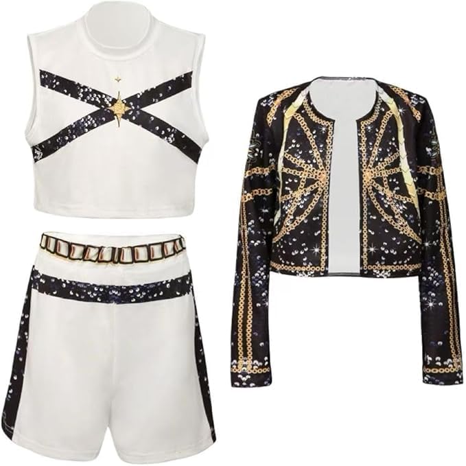 Disfraz de Cosplay para Niñas, Outfit de Cantante, Negro, Talla 5-6 Años miniatura 3