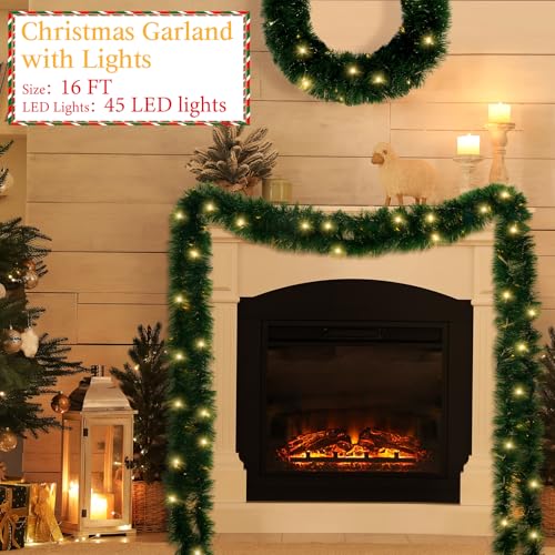 16FT-StPatricks-Day-GarlandFoot-Christmas-Garland-with-50-LED-Light-2-PCS-Garland-for-Irish-Party-Home-Decoration-Artificial-Pine-Garland-Holiday-Decor-for-Outdoor-or-Indoor 16FT StPatricks Day GarlandFoot Christmas Garland with 50 LED Light 2 PCS Garland for Irish Party Home Decoration Artificial Pine Garland Holiday Decor for Outdoor or Indoor